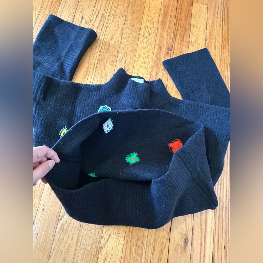 Kenzo x H&M Black Wool Embroidered & Rubberized Patch Knit High Neck Sweater Top - Picture 6 of 16
